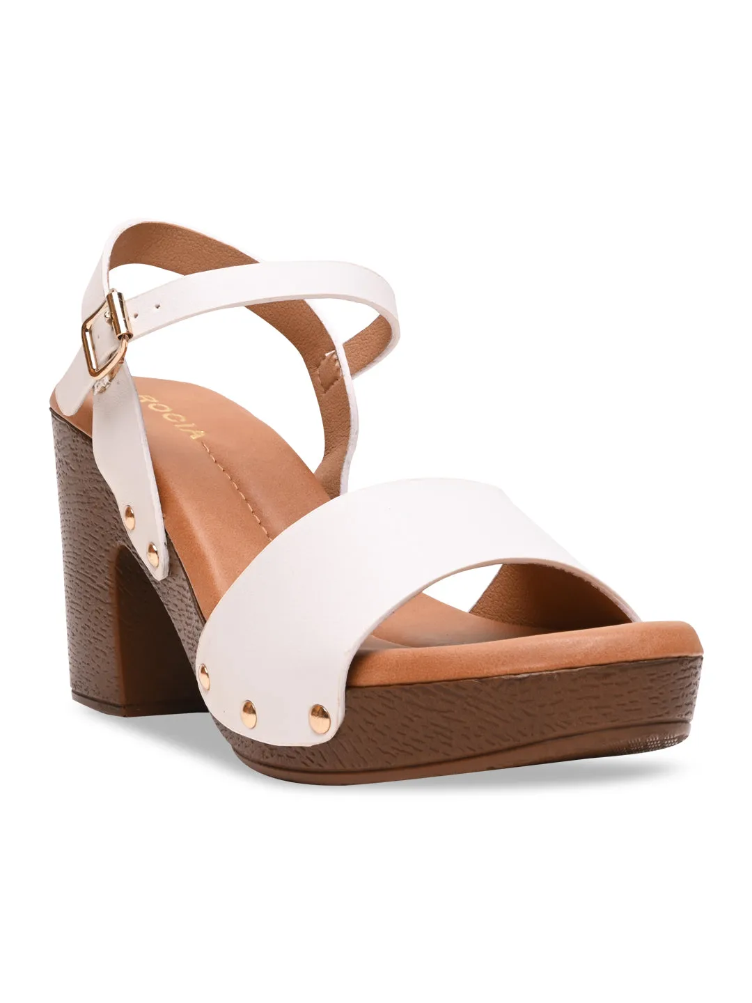 Rocia By Regal White Women Casual Block Heel Sandals