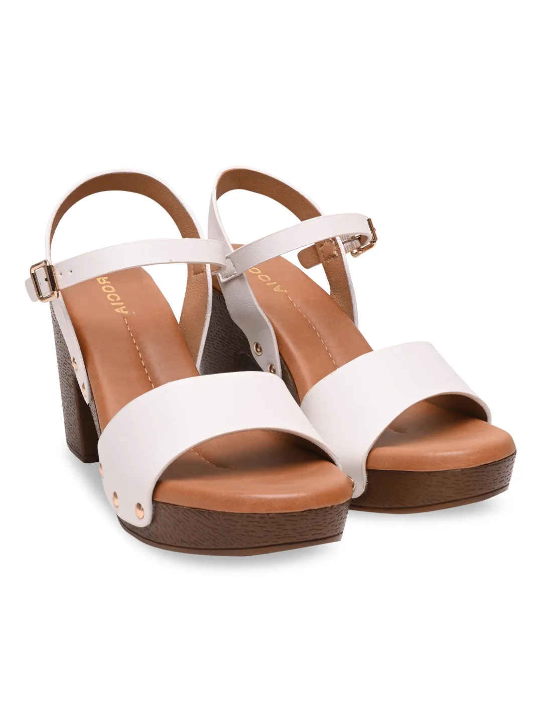 Rocia By Regal White Women Casual Block Heel Sandals
