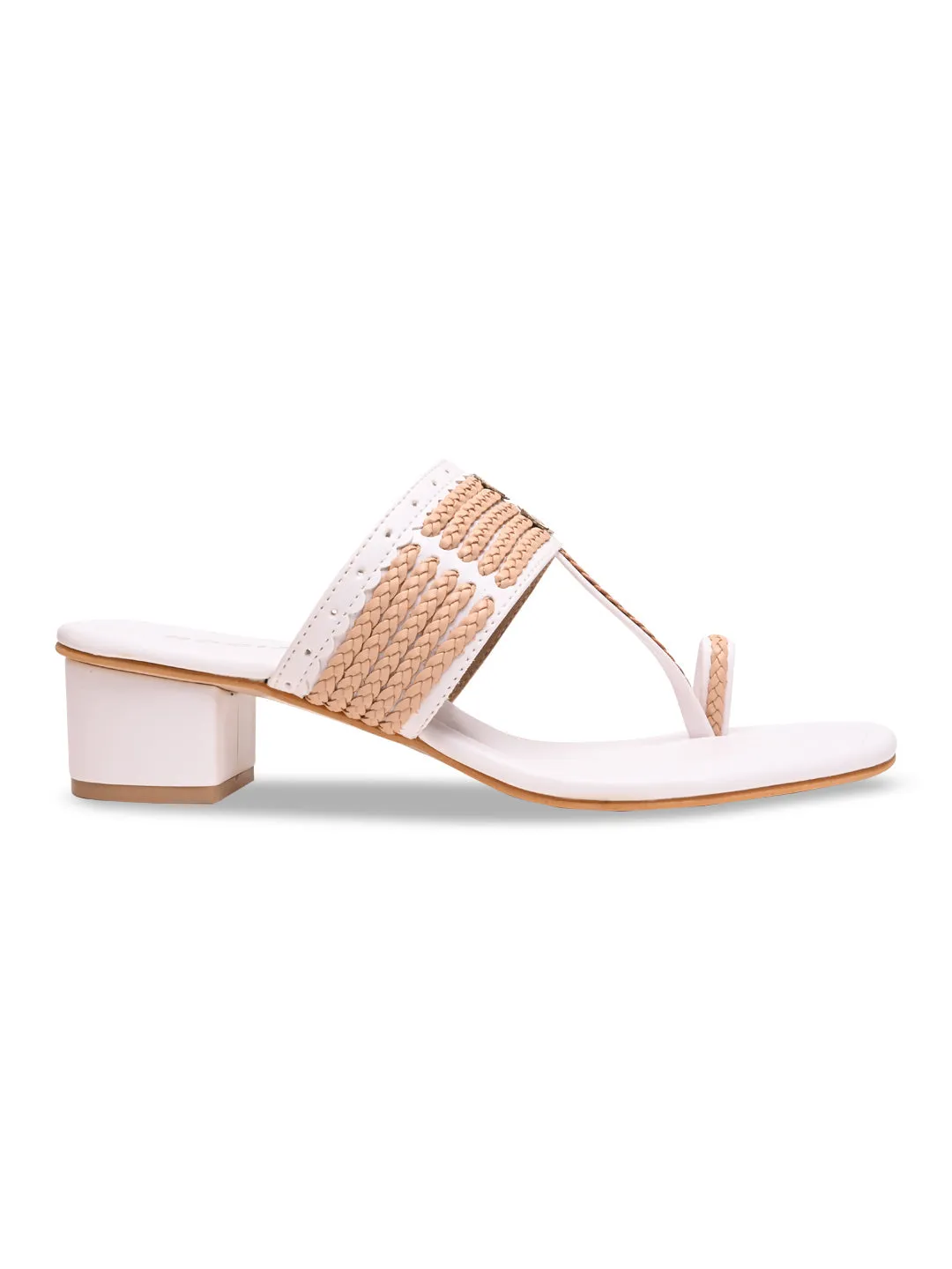 Rocia By Regal White Women Kolhapuri Block Heel Sandals