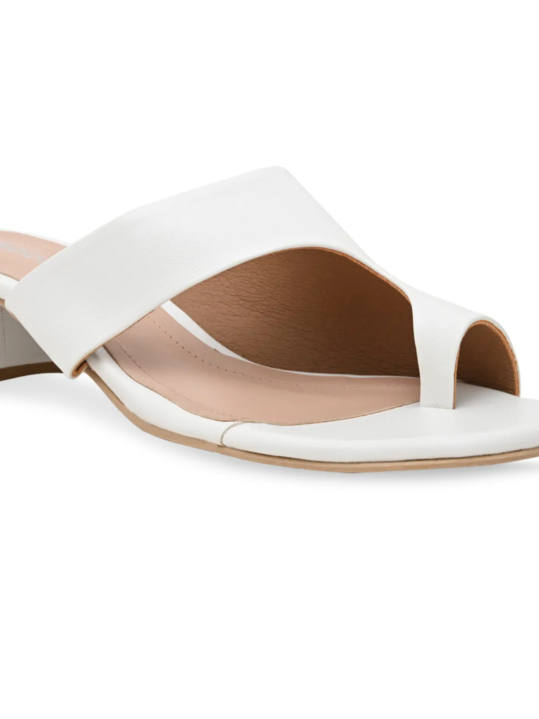 Rocia By Regal White Women One Toe Casual Block Heel Sandals