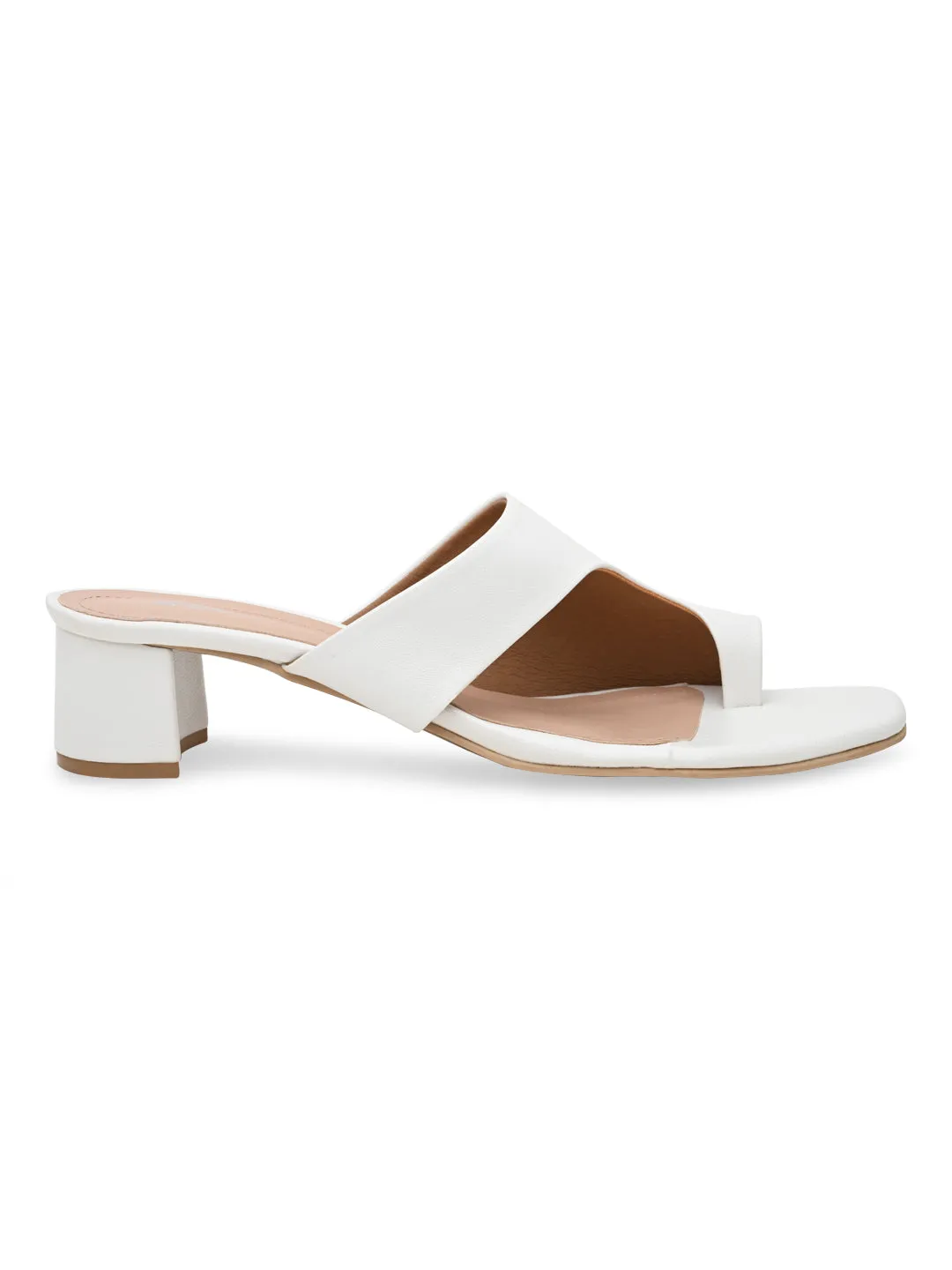 Rocia By Regal White Women One Toe Casual Block Heel Sandals
