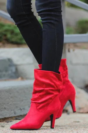 Ruby Red Suede Booties