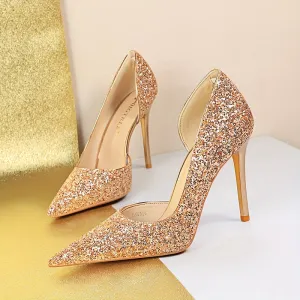Sequins Cut-Out High Heel