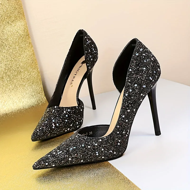 Sequins Cut-Out High Heel