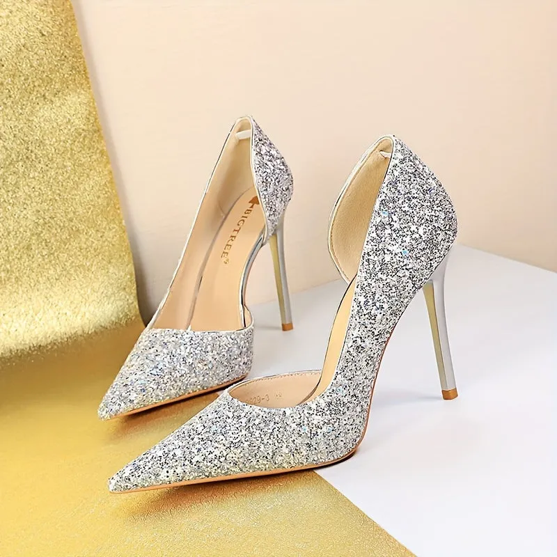 Sequins Cut-Out High Heel