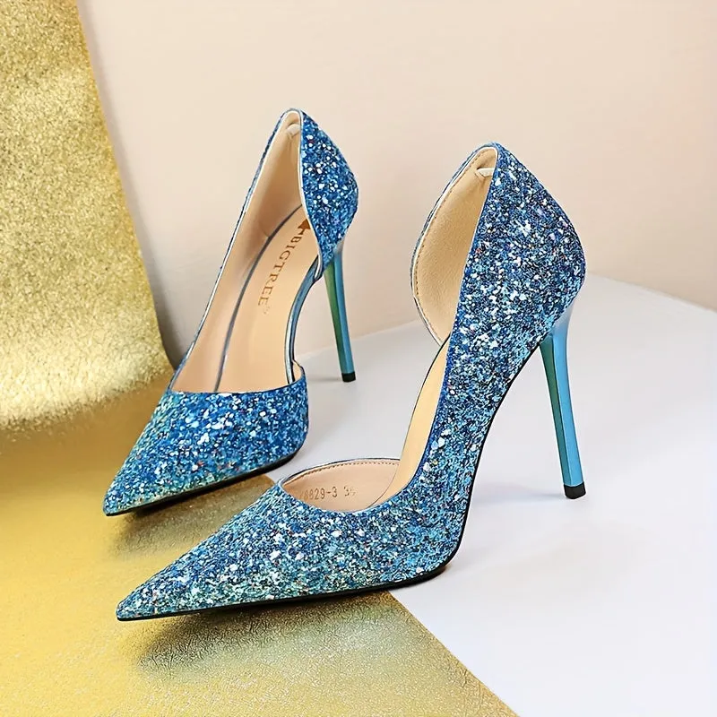 Sequins Cut-Out High Heel