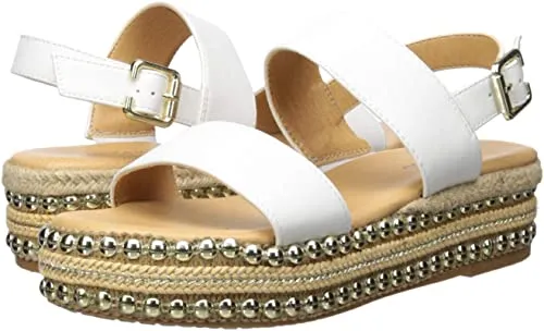 SEVEN DIALS Women's BERENICE Sandal, White/Burnished/smooth, 6.5 M US