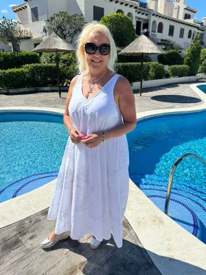 Silver Floral Embroidered Summer Dress Piper
