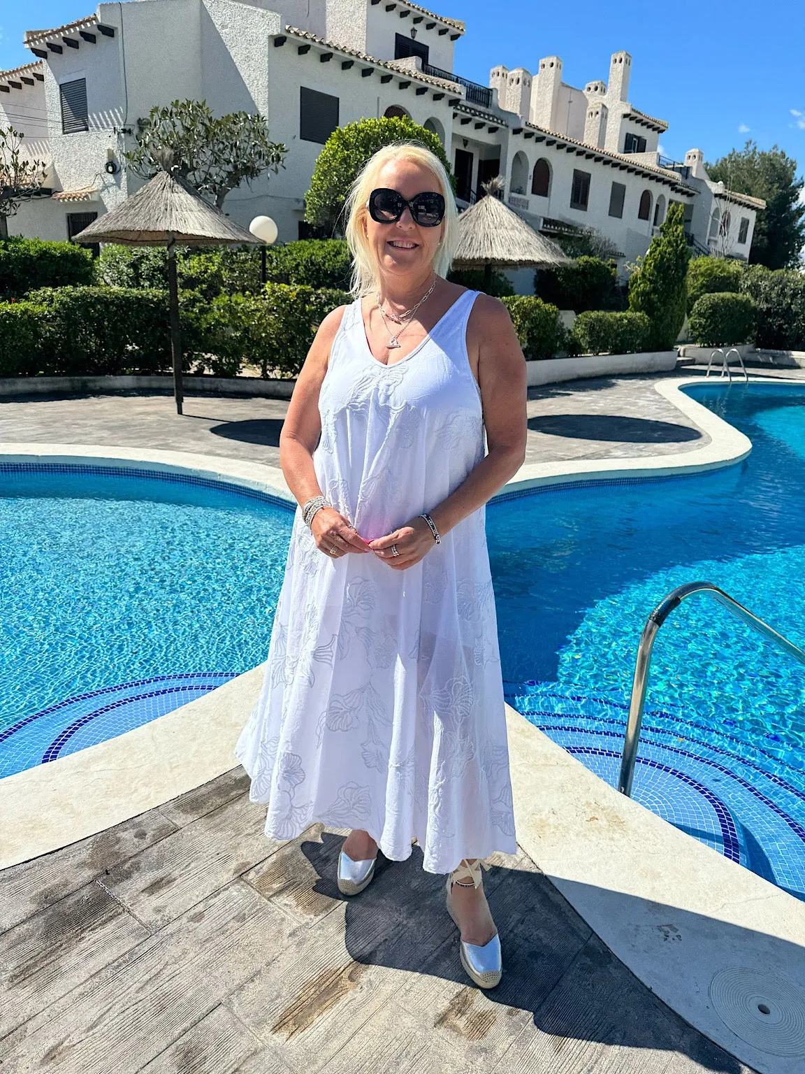 Silver Floral Embroidered Summer Dress Piper