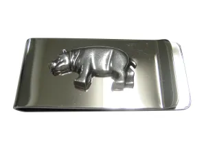 Silver Toned Smooth Hippo Money Clip