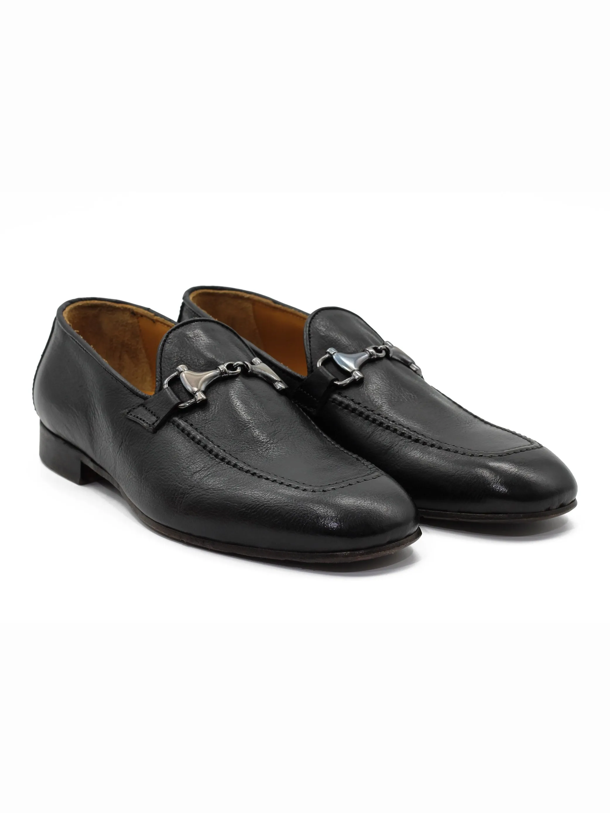 SNAFFLE BIT LOAFER IN BLACK ITALIAN LEATHER