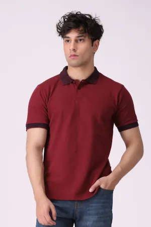 SoftPop Maroon Textured Polo Shirt