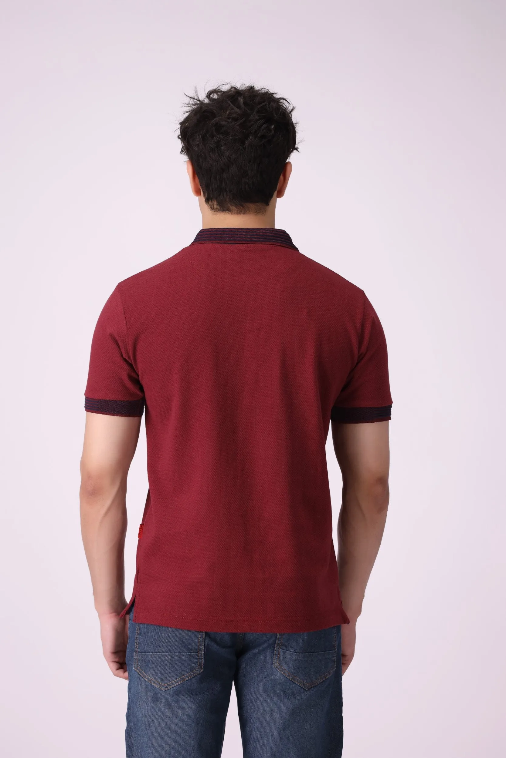 SoftPop Maroon Textured Polo Shirt