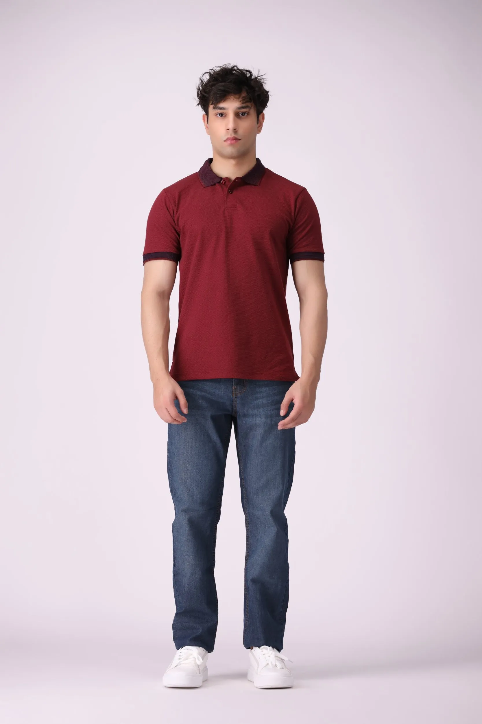 SoftPop Maroon Textured Polo Shirt