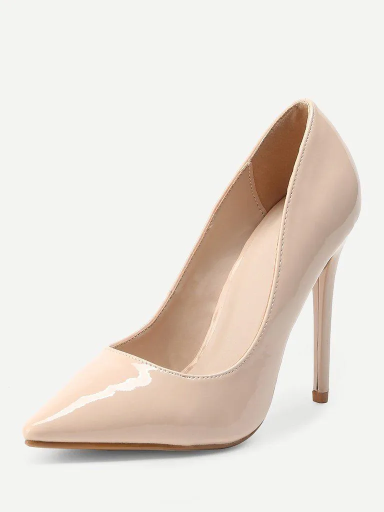 Stiletto Pointed Toe PU Heels