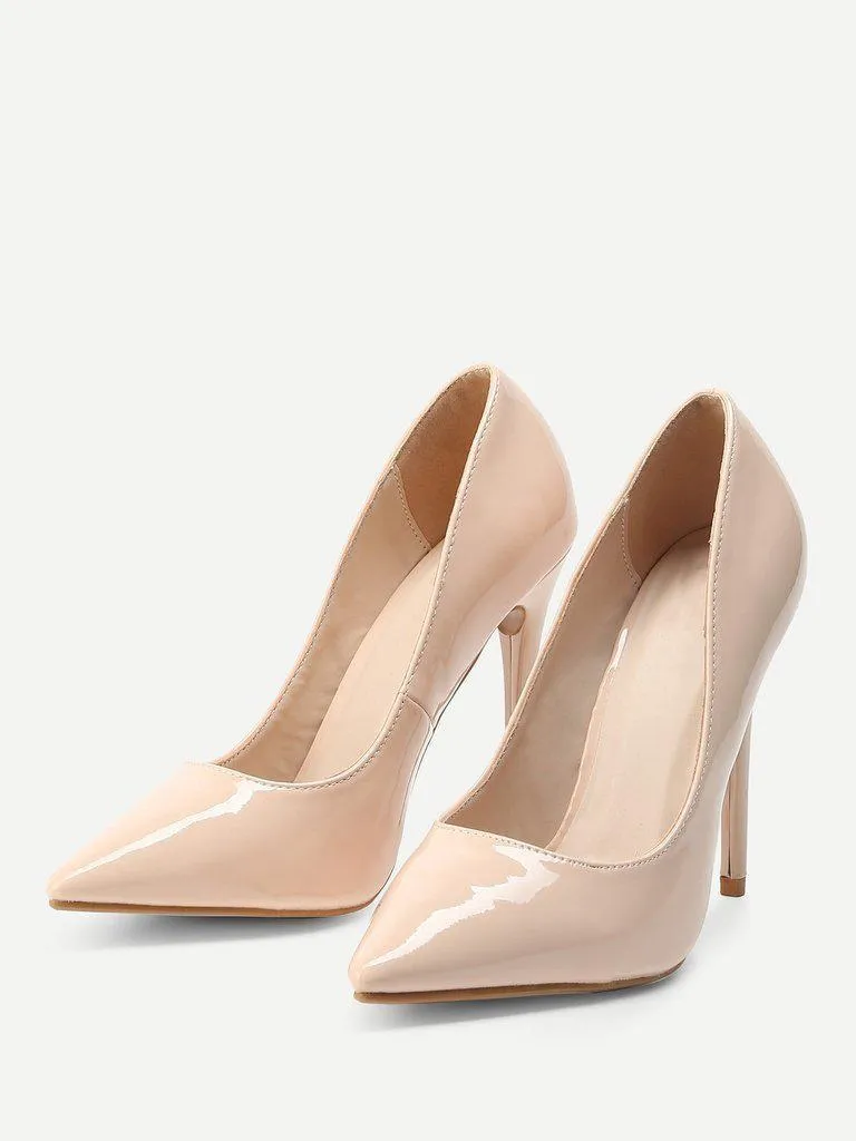 Stiletto Pointed Toe PU Heels