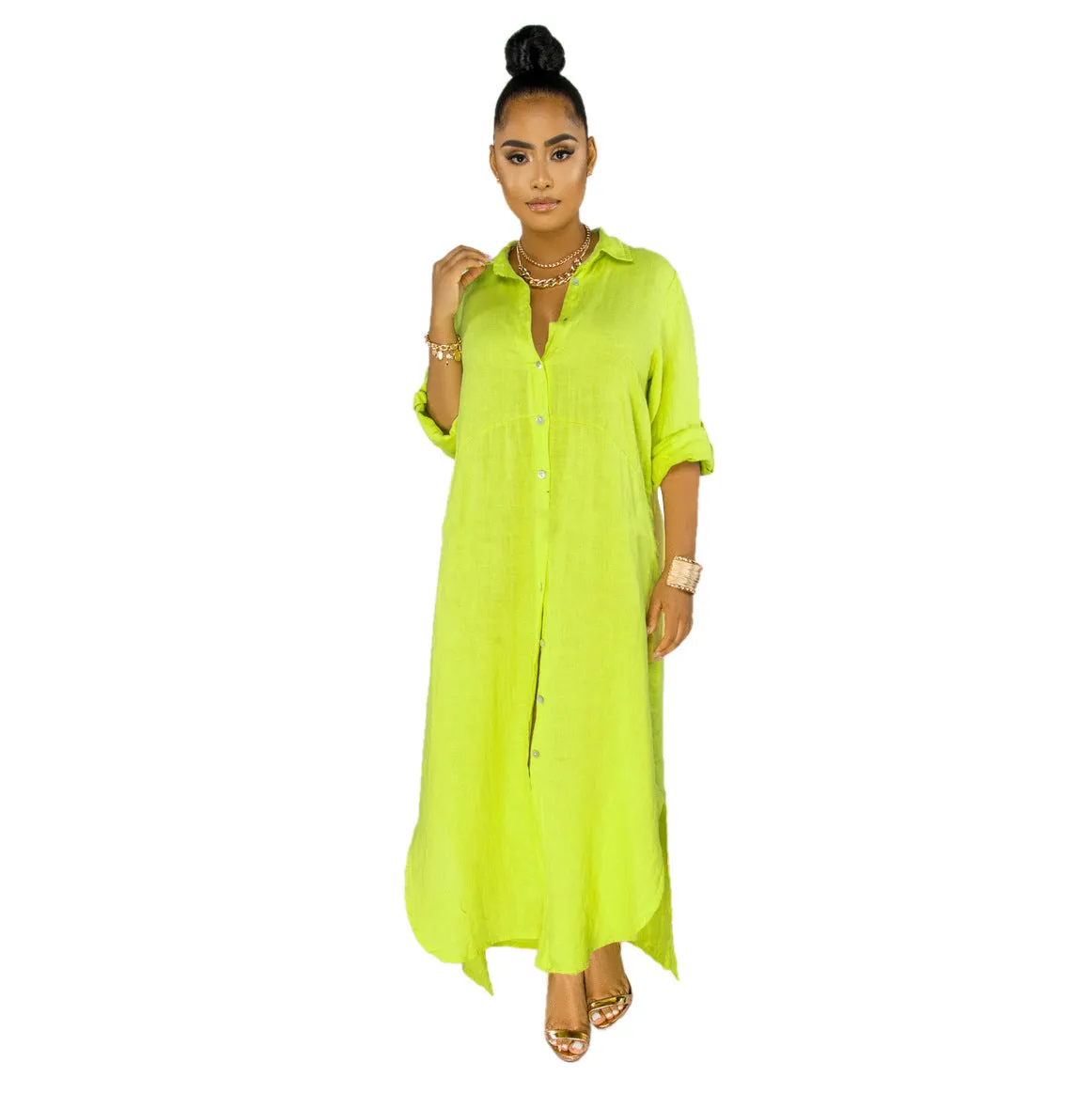 Stylish Solid Color Shirt Dress for Effortless Everyday Chic