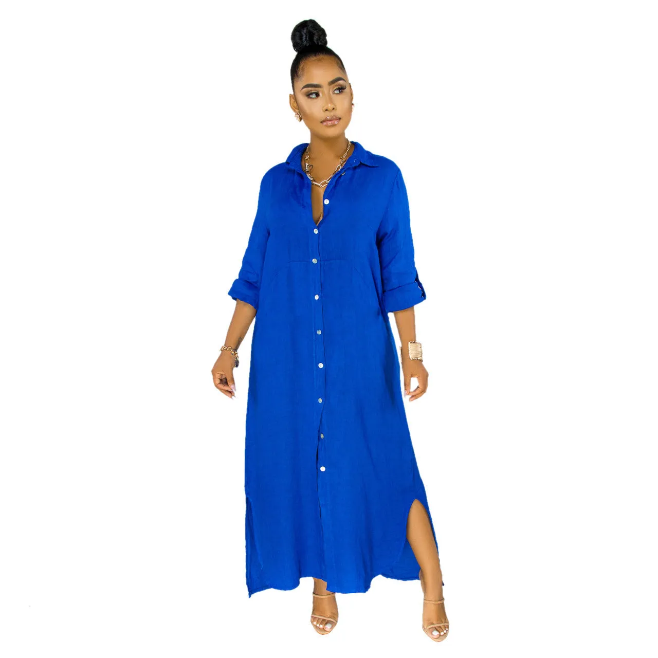 Stylish Solid Color Shirt Dress for Effortless Everyday Chic