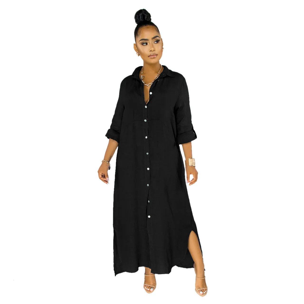 Stylish Solid Color Shirt Dress for Effortless Everyday Chic