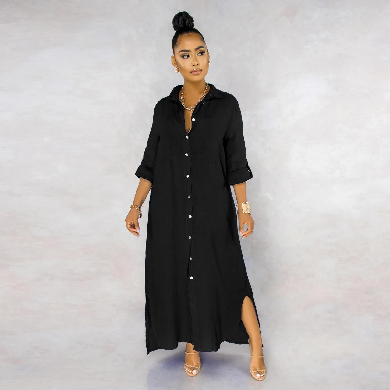 Stylish Solid Color Shirt Dress for Effortless Everyday Chic