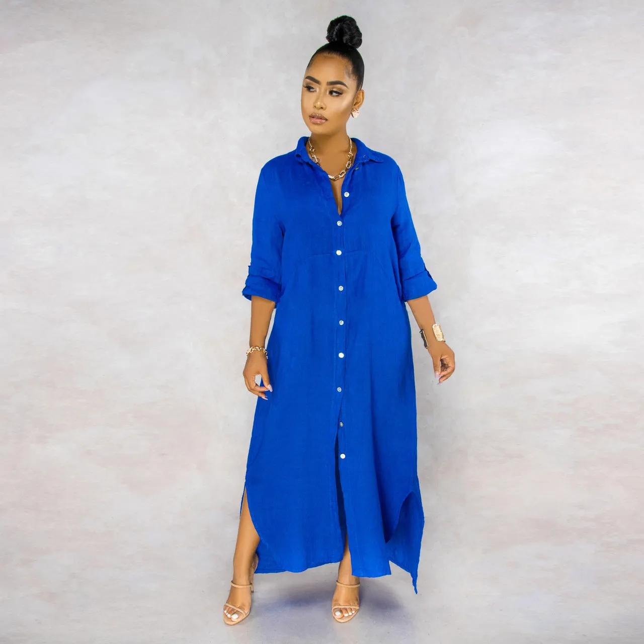 Stylish Solid Color Shirt Dress for Effortless Everyday Chic