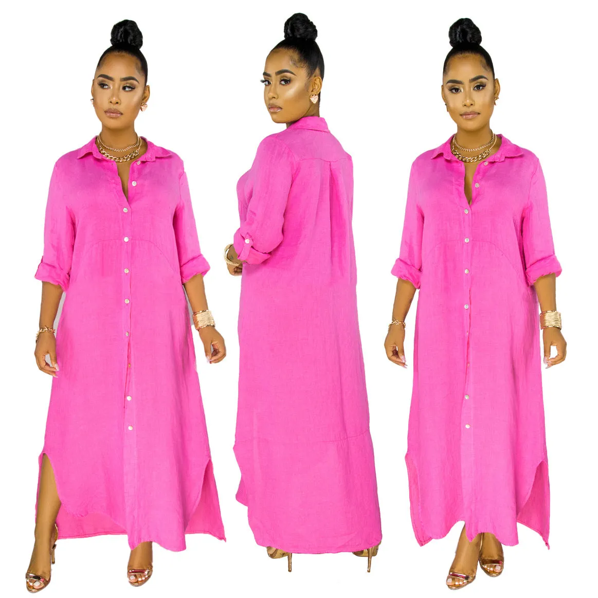 Stylish Solid Color Shirt Dress for Effortless Everyday Chic
