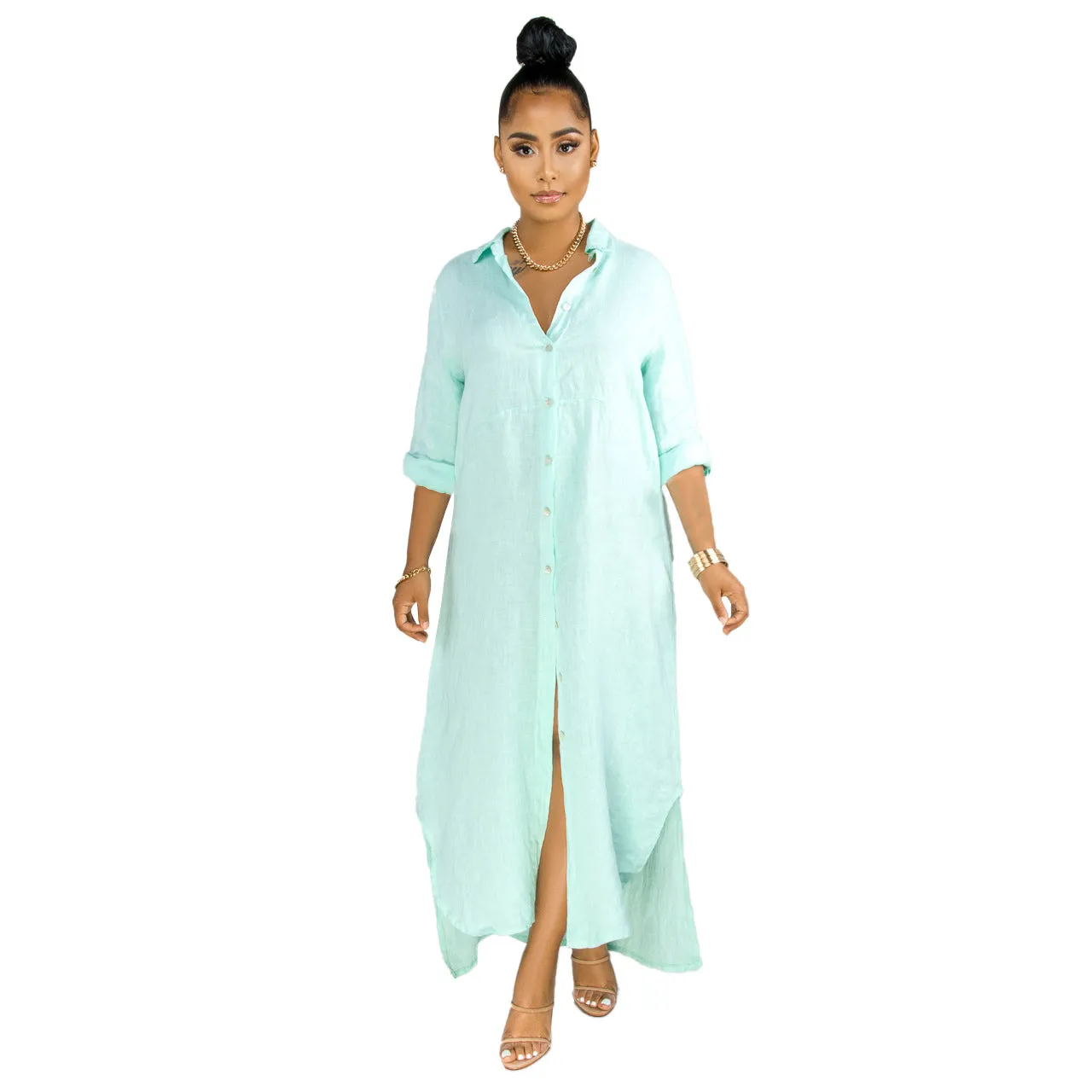 Stylish Solid Color Shirt Dress for Effortless Everyday Chic