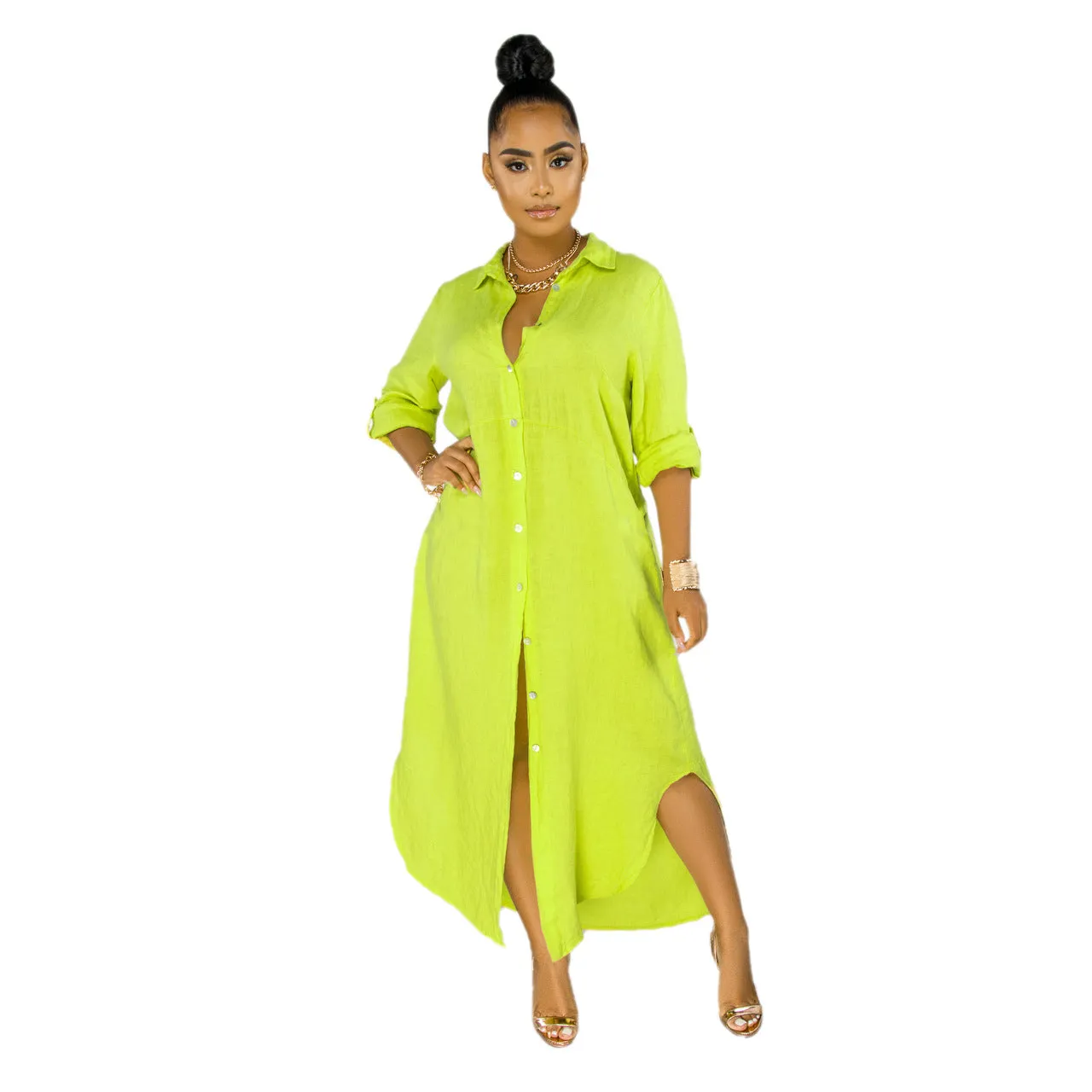 Stylish Solid Color Shirt Dress for Effortless Everyday Chic