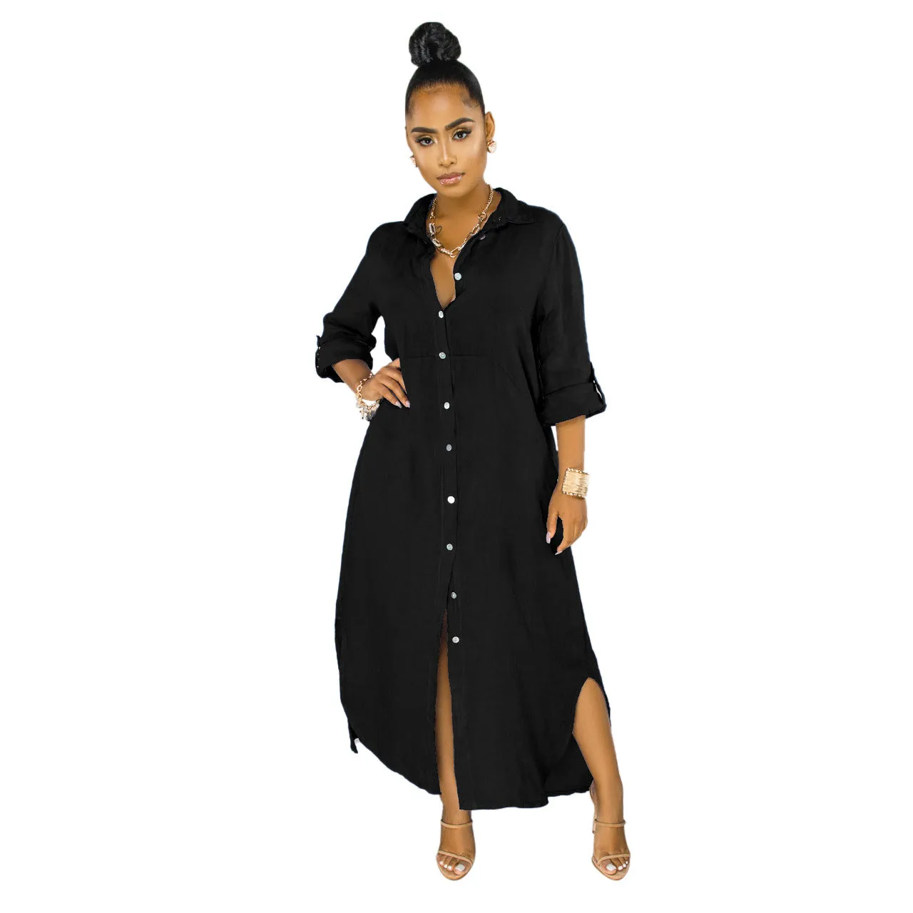 Stylish Solid Color Shirt Dress for Effortless Everyday Chic