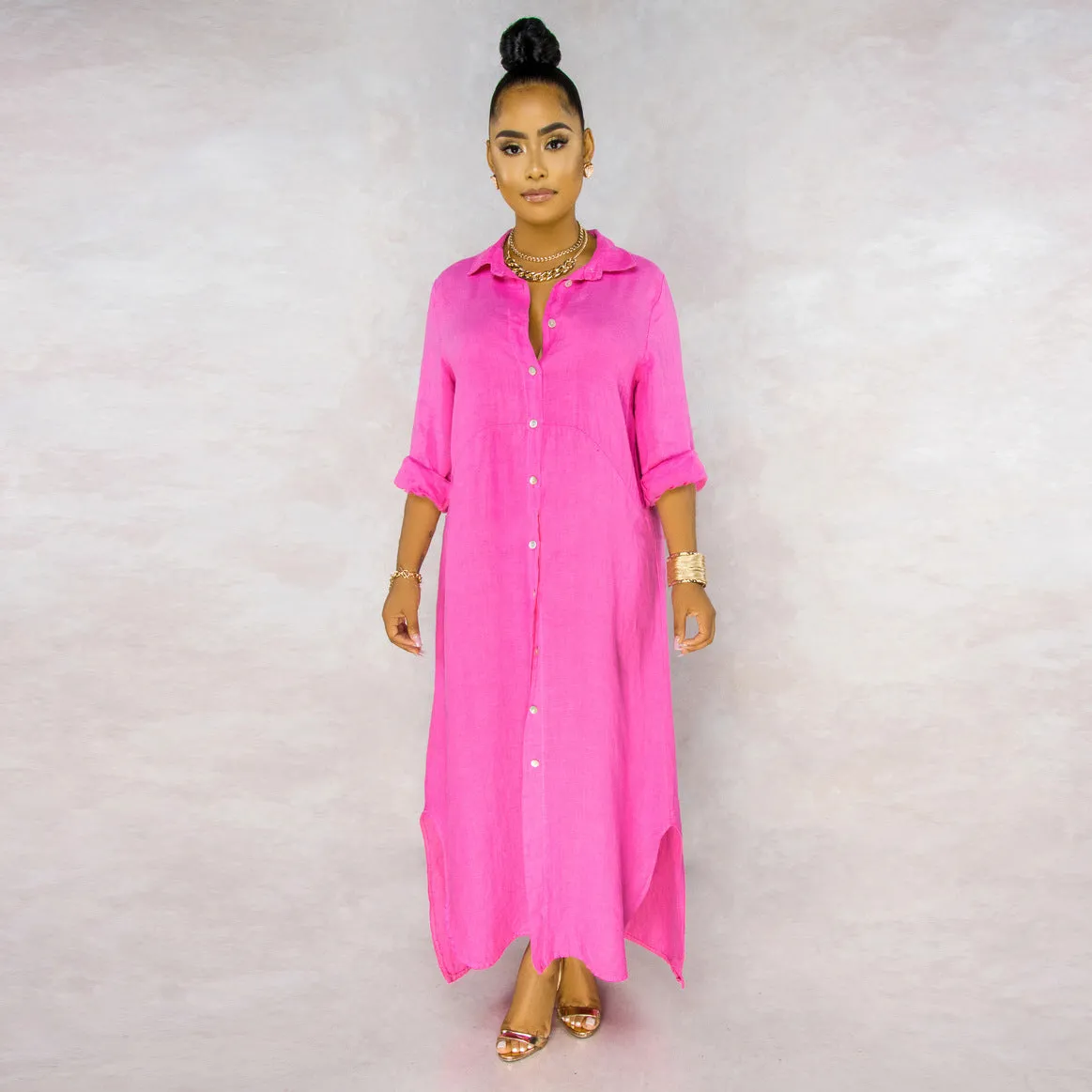 Stylish Solid Color Shirt Dress for Effortless Everyday Chic