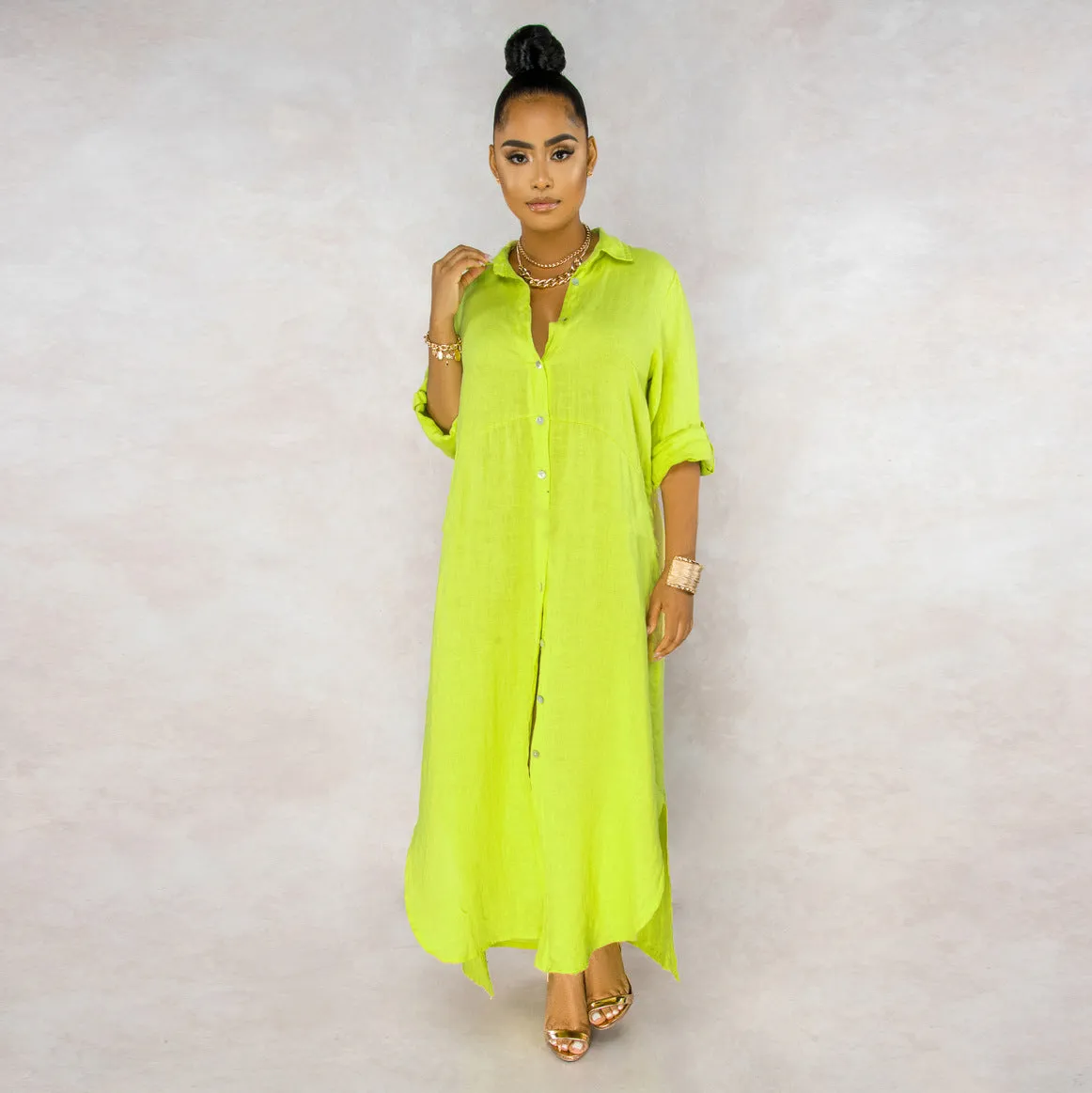 Stylish Solid Color Shirt Dress for Effortless Everyday Chic