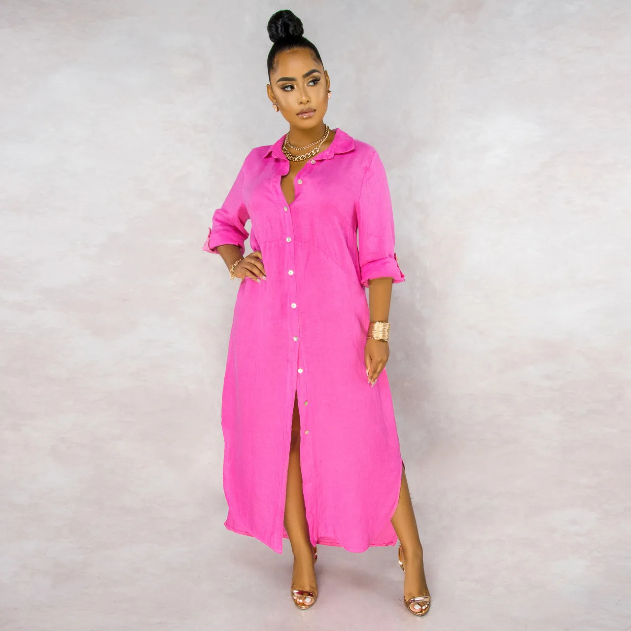 Stylish Solid Color Shirt Dress for Effortless Everyday Chic