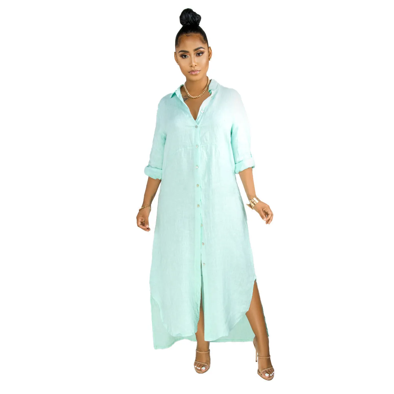 Stylish Solid Color Shirt Dress for Effortless Everyday Chic