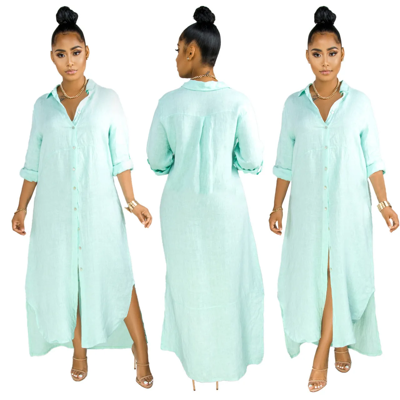 Stylish Solid Color Shirt Dress for Effortless Everyday Chic