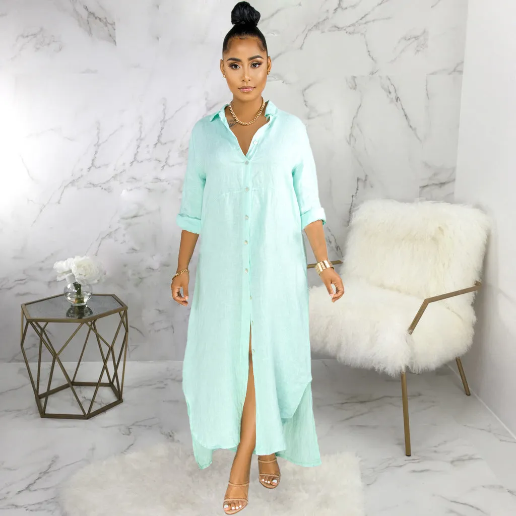 Stylish Solid Color Shirt Dress for Effortless Everyday Chic