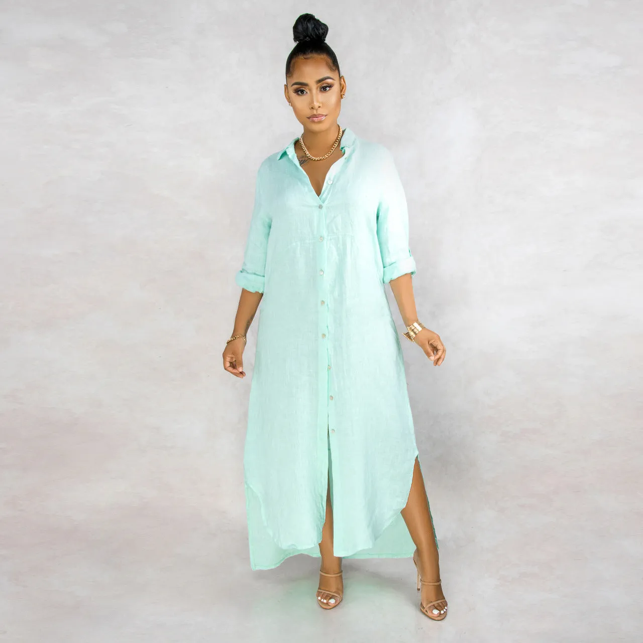 Stylish Solid Color Shirt Dress for Effortless Everyday Chic