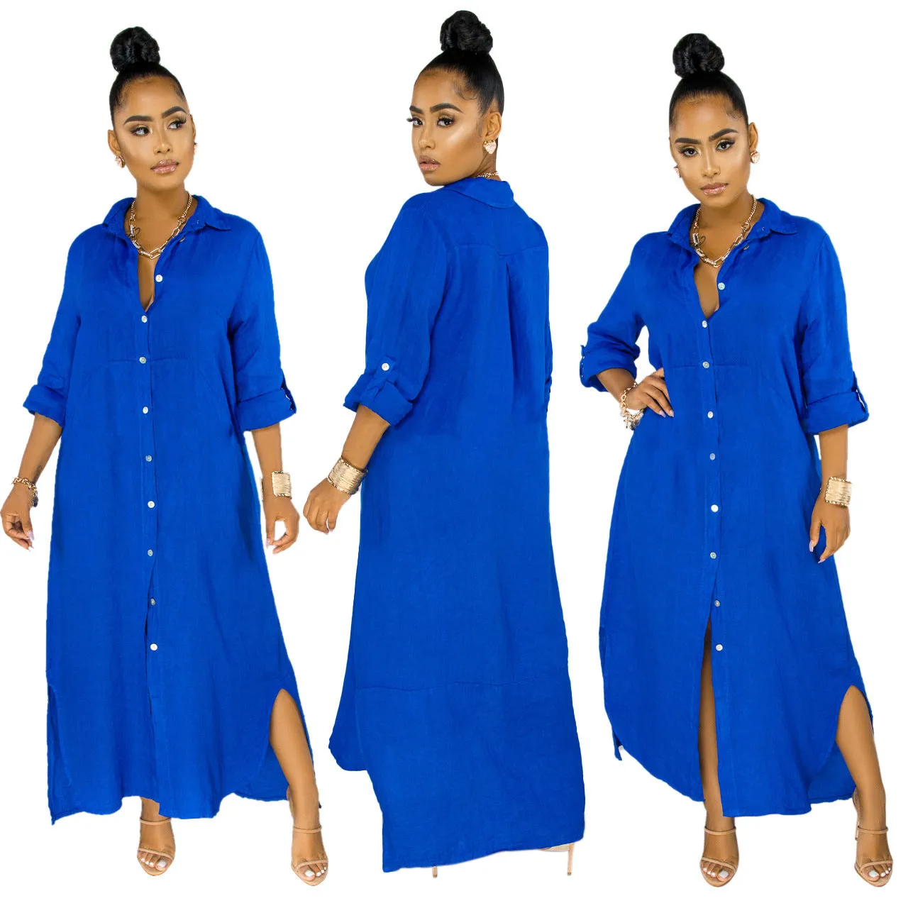 Stylish Solid Color Shirt Dress for Effortless Everyday Chic
