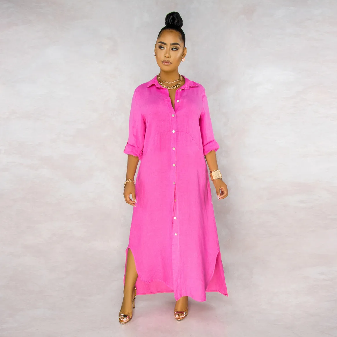 Stylish Solid Color Shirt Dress for Effortless Everyday Chic