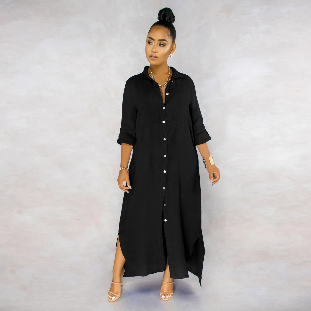 Stylish Solid Color Shirt Dress for Effortless Everyday Chic