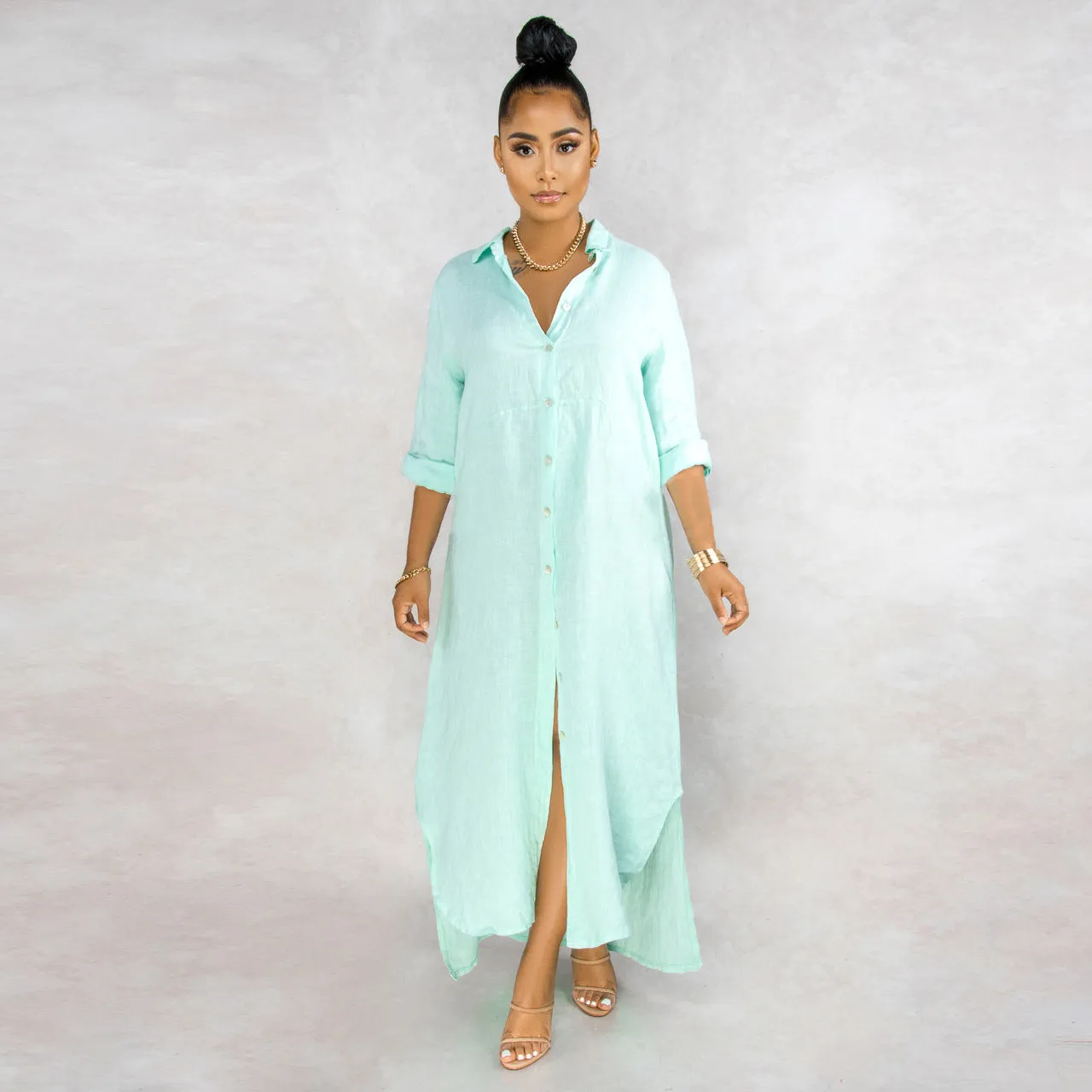 Stylish Solid Color Shirt Dress for Effortless Everyday Chic