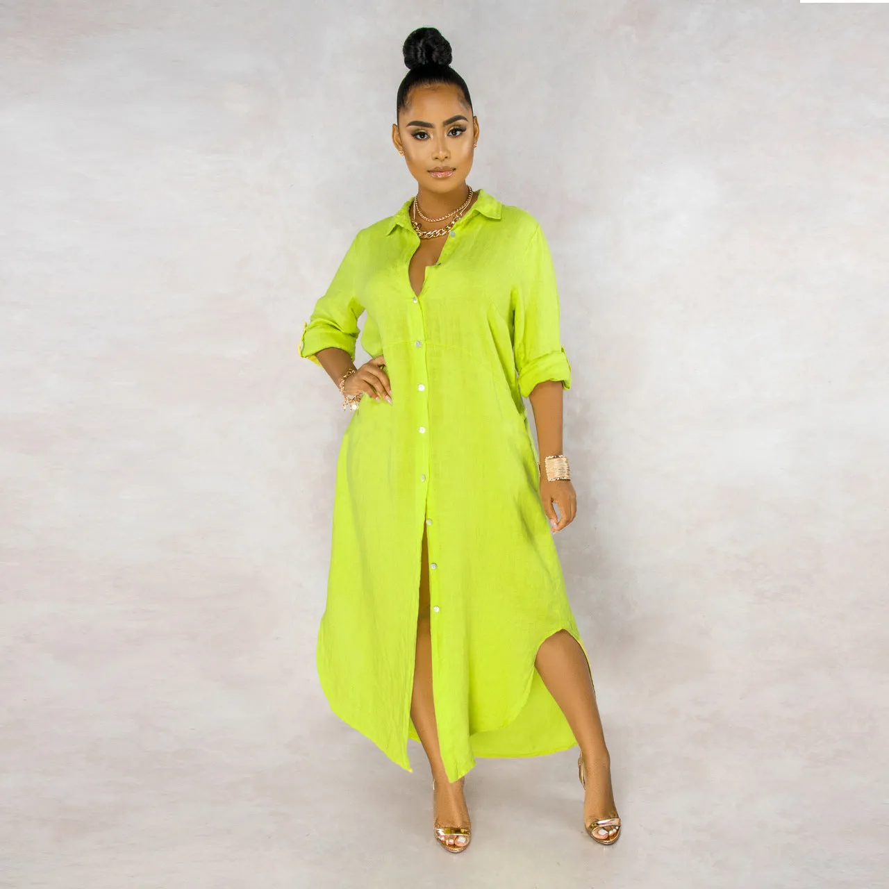 Stylish Solid Color Shirt Dress for Effortless Everyday Chic
