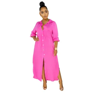 Stylish Solid Color Shirt Dress for Effortless Everyday Chic