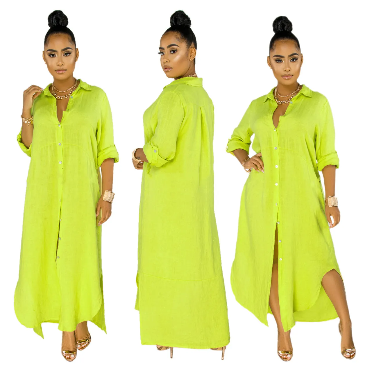 Stylish Solid Color Shirt Dress for Effortless Everyday Chic