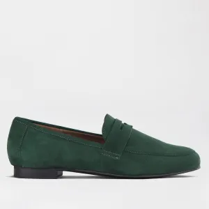 Suede Penny Loafer in Pine - 12587