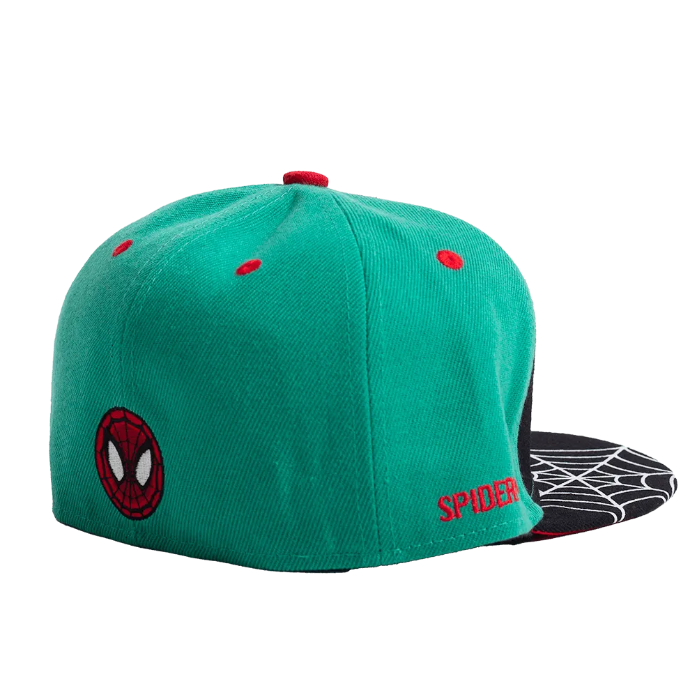 TEAL/BLACK SPIDERMAN WEB  FITTED HAT