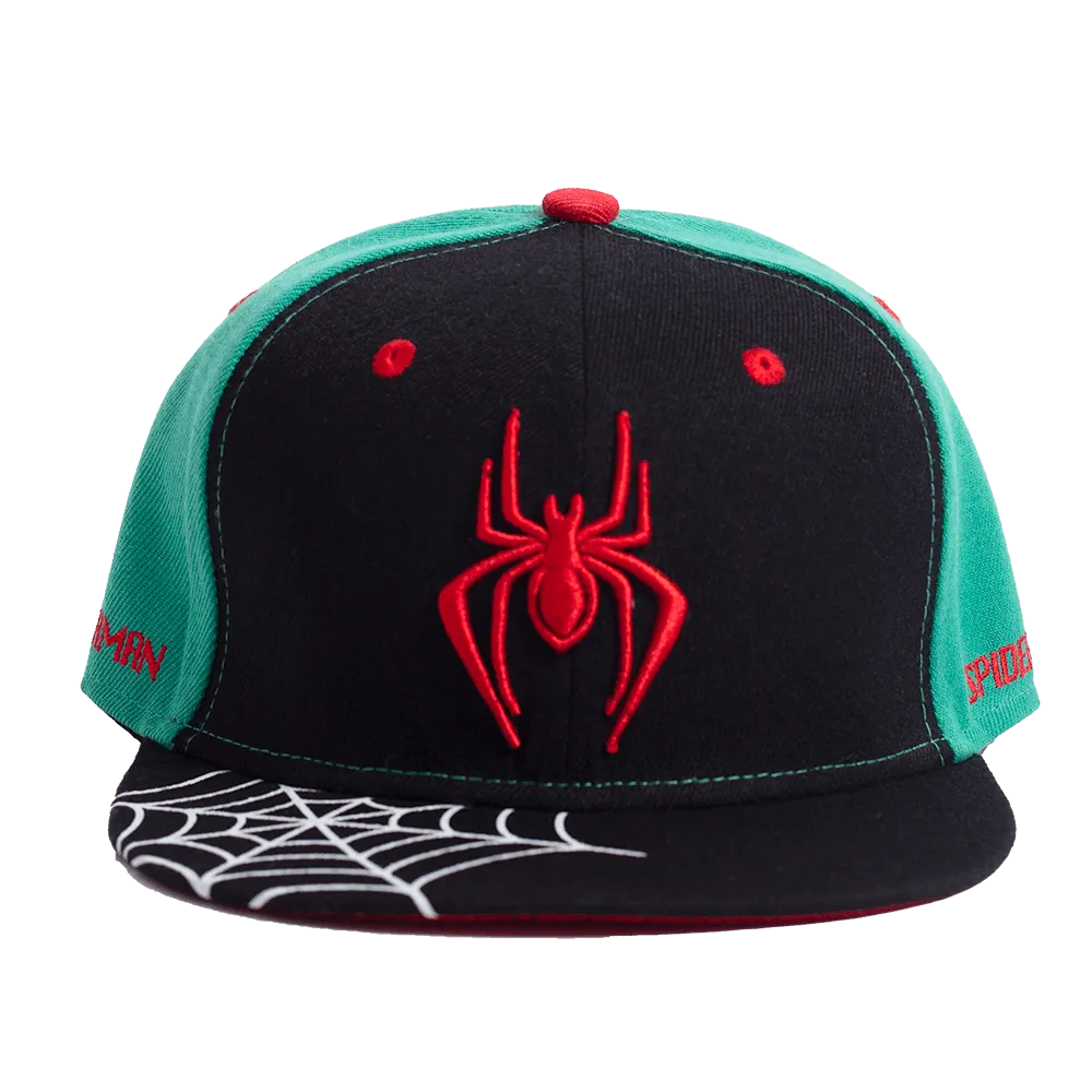 TEAL/BLACK SPIDERMAN WEB  FITTED HAT