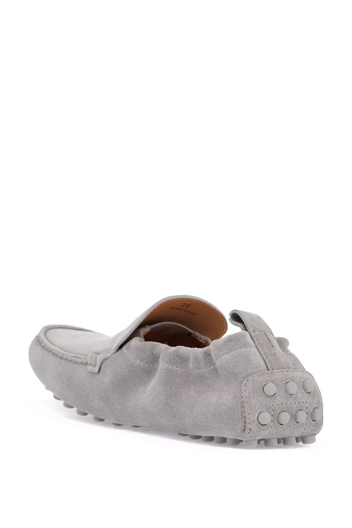 Tods Light Calfskin Womens Gray Loafers