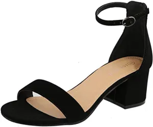 TOP Moda Darcie-1 Women's Fashion Ankle Strap Chunky Low Heel Dress Sandal Shoes,Black,9