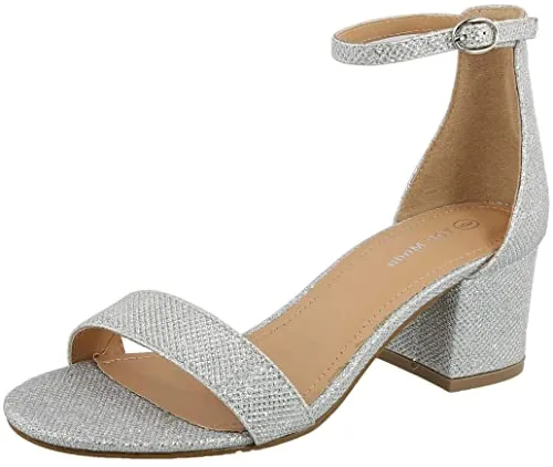 TOP Moda Darcie-1 Women's Fashion Ankle Strap Chunky Low Heel Dress Sandal Shoes,Black,9