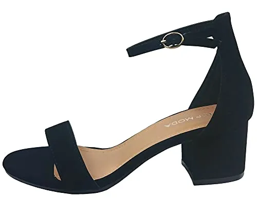 TOP Moda Darcie-1 Women's Fashion Ankle Strap Chunky Low Heel Dress Sandal Shoes,Black,9
